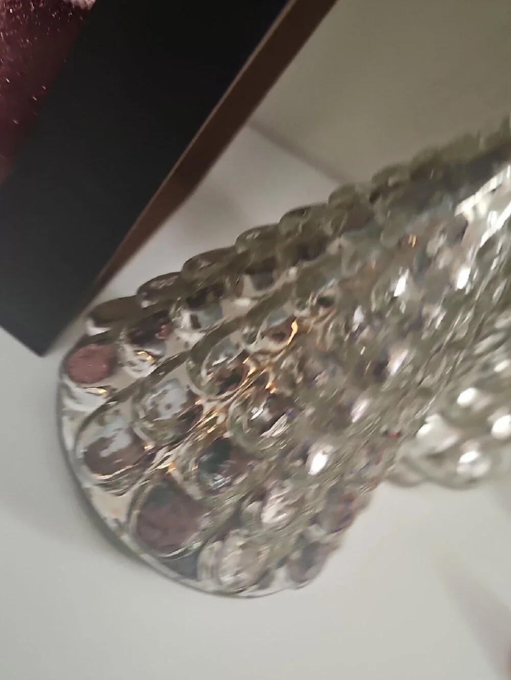 Decorative Glass Tree Set Of 4 Red And Silver Brand New